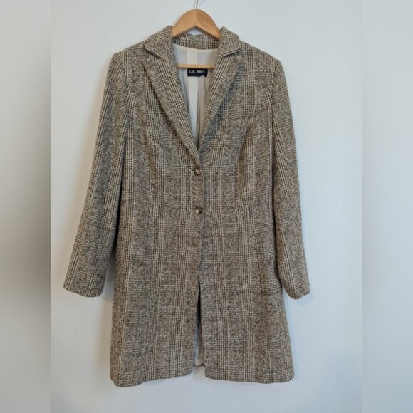 GIL BRET Soft Virgin Wool Long Button Down Trench Pea Coat size 12 - Picture 1 of 8